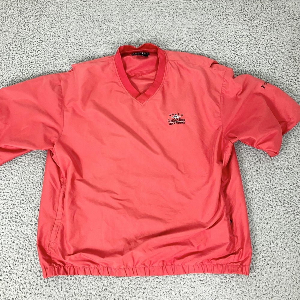FootJoy Pullover Jacket Mens XL Red Short Sleeve Golf Windbreaker Generals Ridge